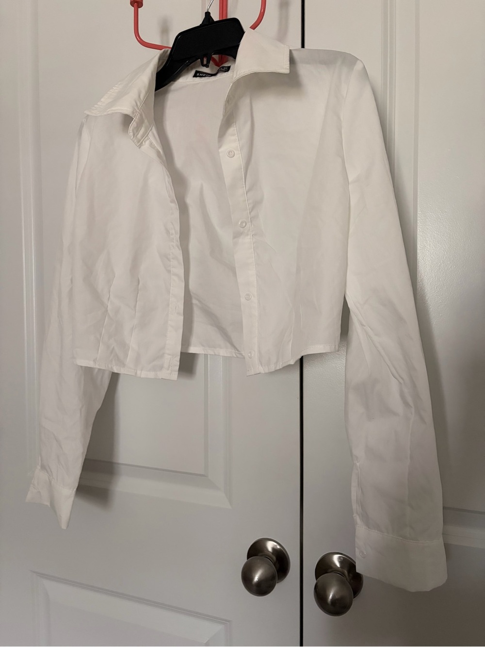 SHEIN White Cropped Button-Front Jacket